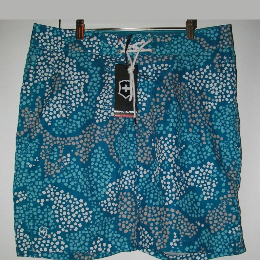 New! Victorinox Blue Island Print Board Shorts